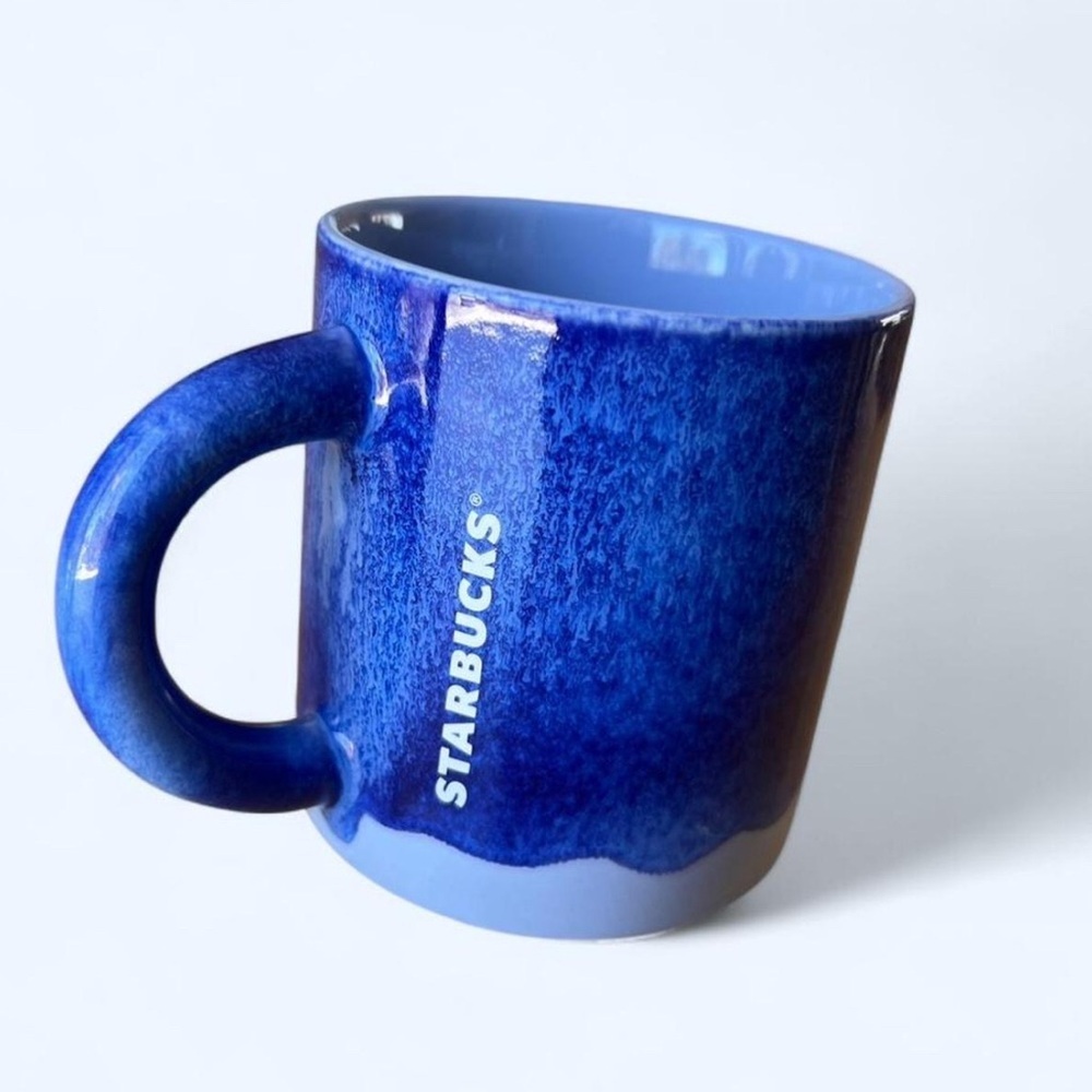 Starbucks 2022 Boho Blue Periwinkle Drip Ombre Ceramic Coffee Mug h 14 fl.oz